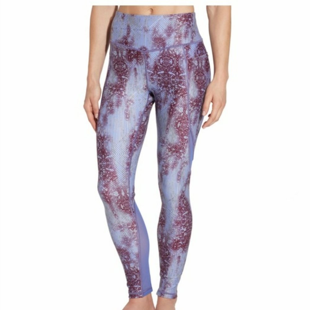 Calia by Carrie CALIA Essentials Purple Printed Zipper Pocket Leggings - Picture 1 of 10